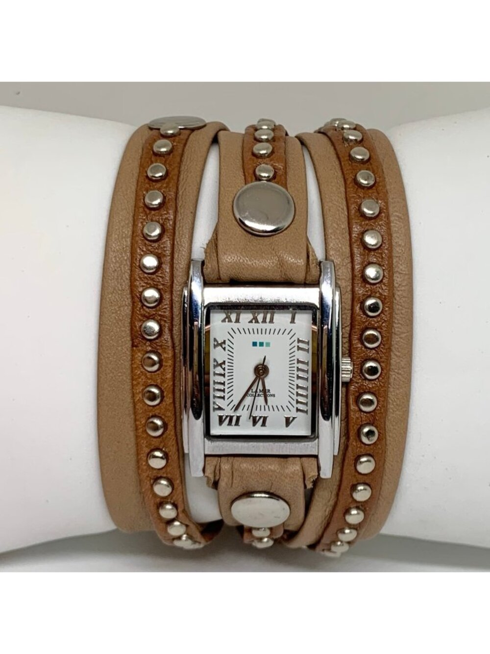 La Mer by Martine Ilan watch silver tone 23mm quartz brown leather running